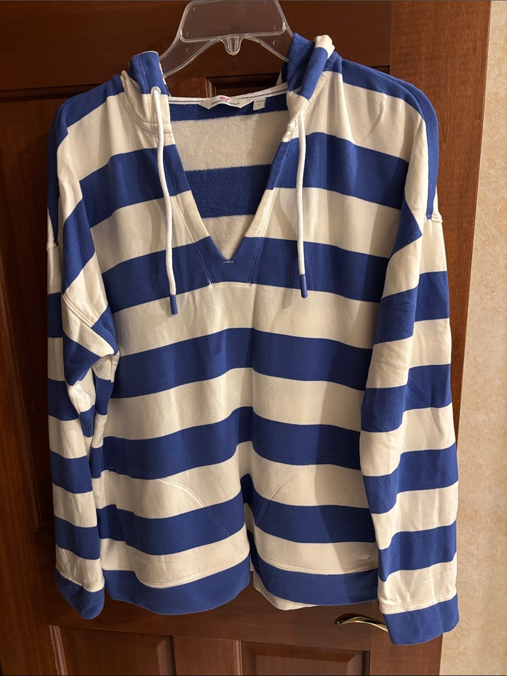 Vineyard Vines Dreamcloth Blue & White Striped Hooded Pullover, Sz Large